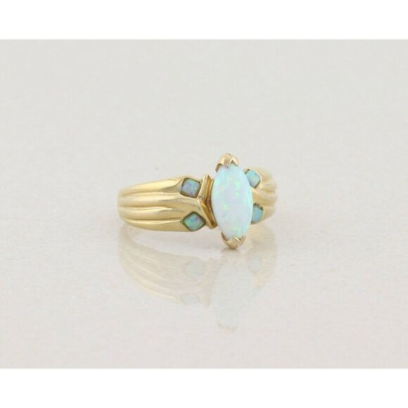 Gold over Sterling Silver Lab Created Opal Ring size 10 1/4 - Picture 4 of 7